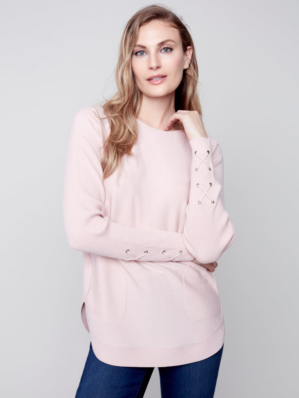 Charlie B Sweater with criss cross detailed
