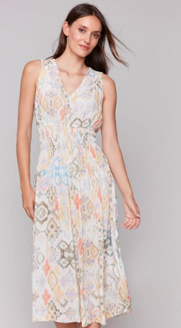 Charlie B Printed Sleeves V Neck Dress