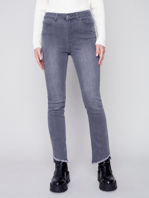 charlie b asymmetrical hem boot cut leg pant Grey