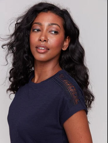 Charlie B Drop shoulder Crew Neck Top