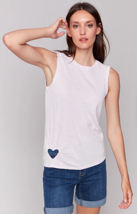 Charlie B Crew Neck Top with Heart