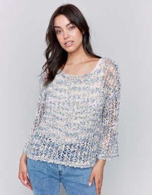 Charlie B Space Dye Fancy Yarn Fishnet Sweater