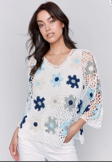 Charlie B Flower Fishnet Top