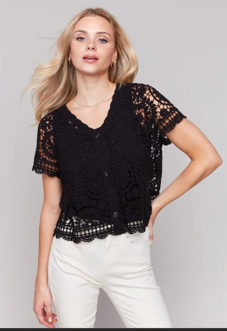 Charlie B Short Sleeve Crochet Bolero