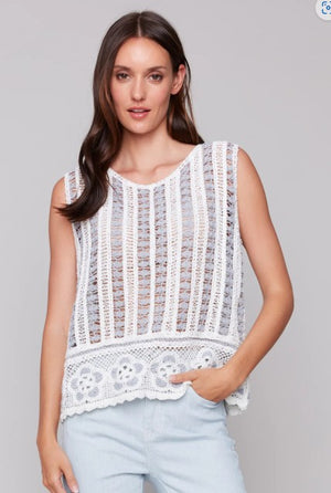 Charlie b Border Flower Crochet Sleeveless Top