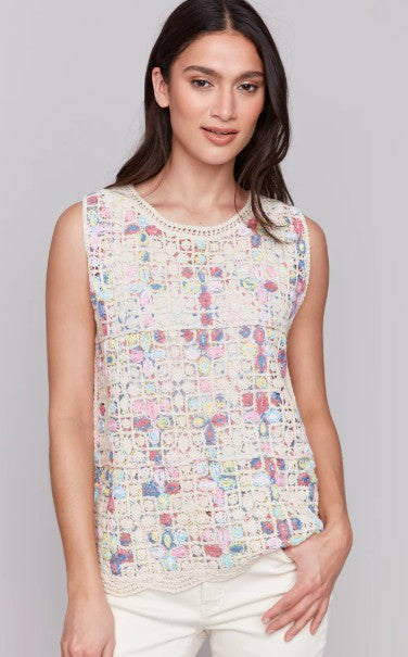 Charlie B Crochet Sleeveles Crew neck Cami