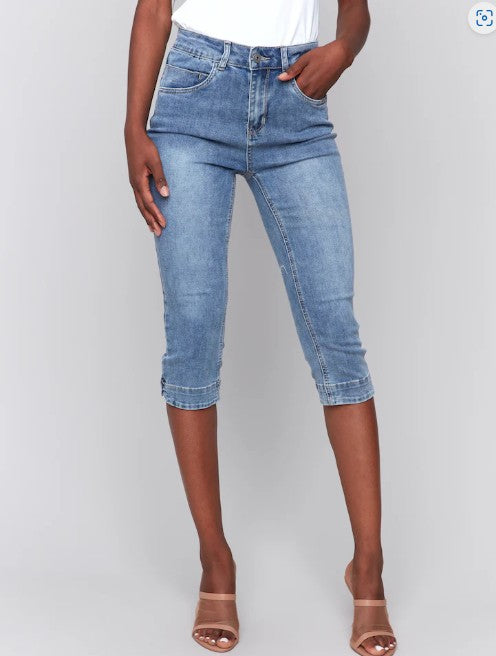 Charlie B Knee High Capri Denim Pant