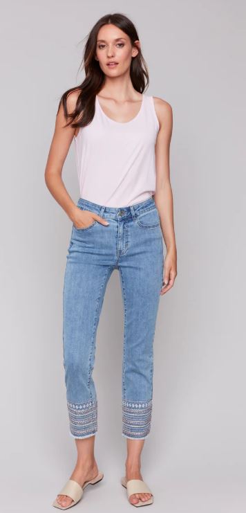 Charlie B Embroidery Cuff Pant