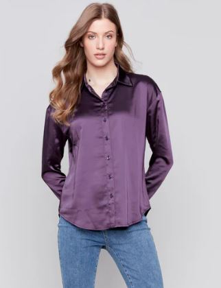 Charlie B solid Satin shirt
