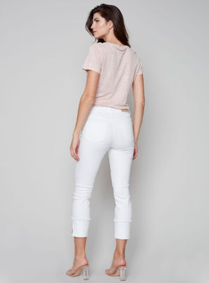 Charlie B White Fringe Hem Pants