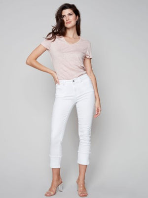 Charlie B White Fringe Hem Pants